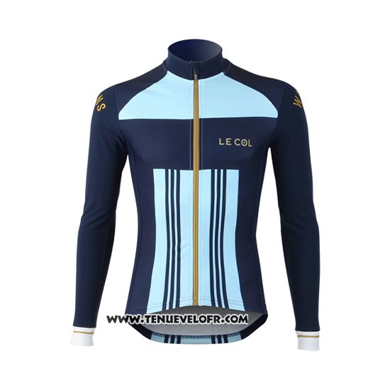 2019 Maillot Ciclismo Lecol Azur Bleu Manches Longues et Cuissard